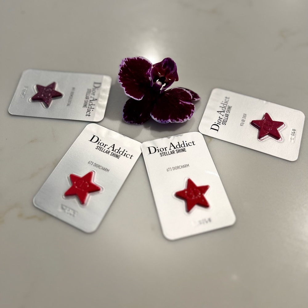 NIB DIOR Stellar Shine lipstick / gloss x4 & brush